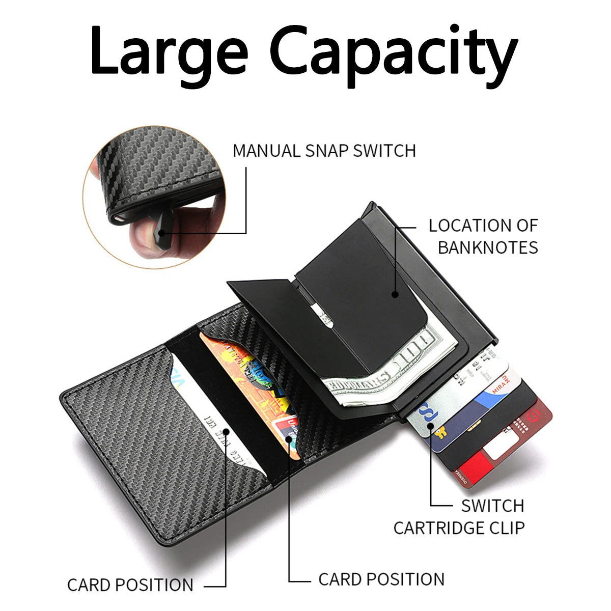 QL RFID Blocking Metal Wallet - Slim Anti-Theft Aluminum Card Holder for Men