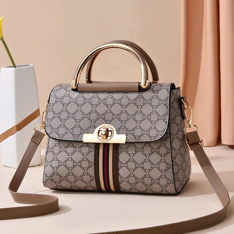 Fashionable Geometric Print Handbag – Elegant, Versatile Shoulder & Large Capacity Crossbody Bag