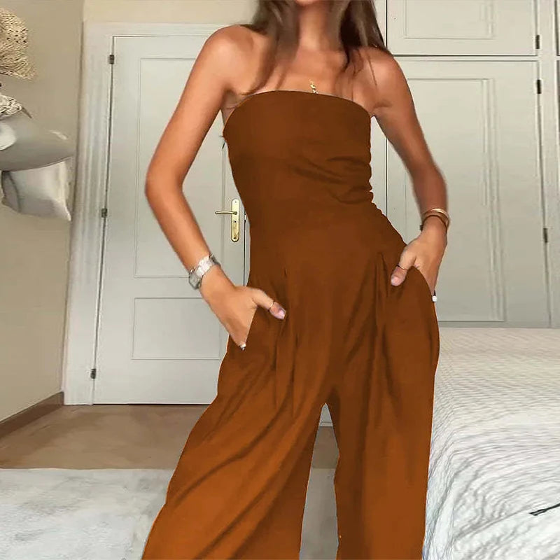 com Foco no Estilo e Praticidade: 💃 "Jumpsuit Feminino Off-Shoulder + Pernas Largas – Ideal para Looks Sensuais e Confortáveis