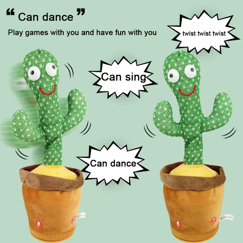 Cactus Dançante e Falante - Brinquedo Interativo que Canta, Repete Voz e Brilha