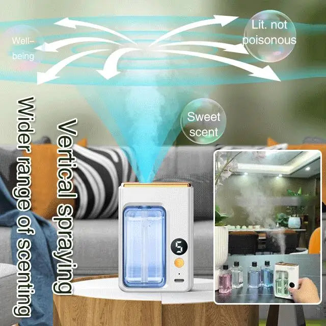 Difusor de Aromaterapia Automático – Névoa Fria com Visor Digital, 5 Modos, Umidificador de Óleo Essencial para Casa, Quarto e Banheiro"