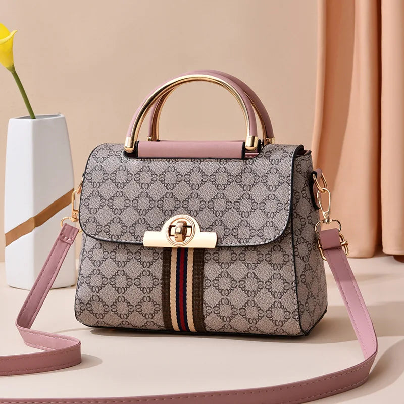 Fashionable Geometric Print Handbag – Elegant, Versatile Shoulder & Large Capacity Crossbody Bag