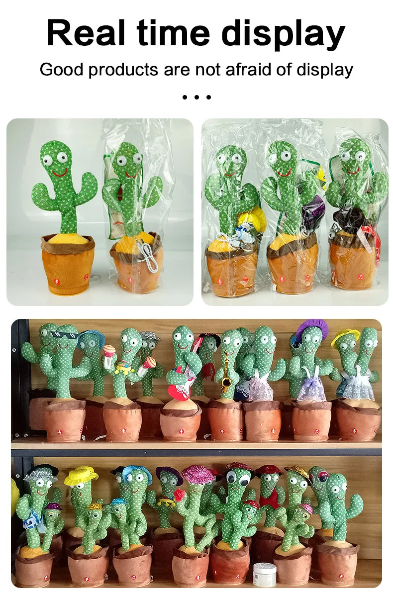 Cactus Dançante e Falante - Brinquedo Interativo que Canta, Repete Voz e Brilha