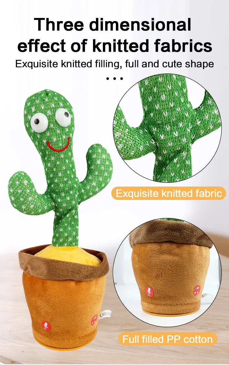 Cactus Dançante e Falante - Brinquedo Interativo que Canta, Repete Voz e Brilha