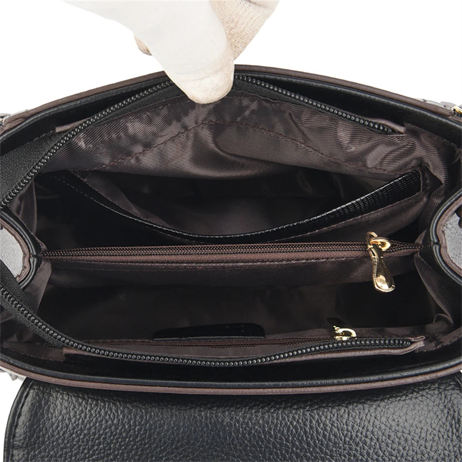 Genuine Leather Designer Shoulder Bag – Luxury Crossbody Tote for Women