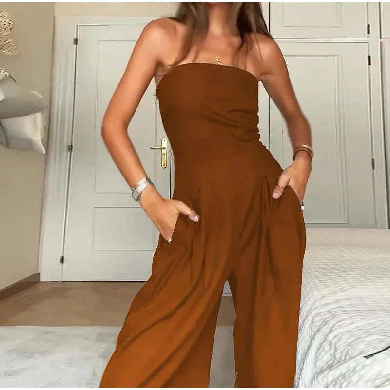 com Foco no Estilo e Praticidade: 💃 "Jumpsuit Feminino Off-Shoulder + Pernas Largas – Ideal para Looks Sensuais e Confortáveis