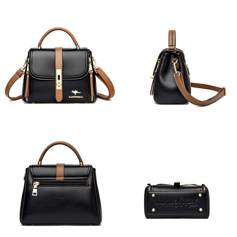 Genuine Leather Designer Shoulder Bag – Luxury Crossbody Tote for Women