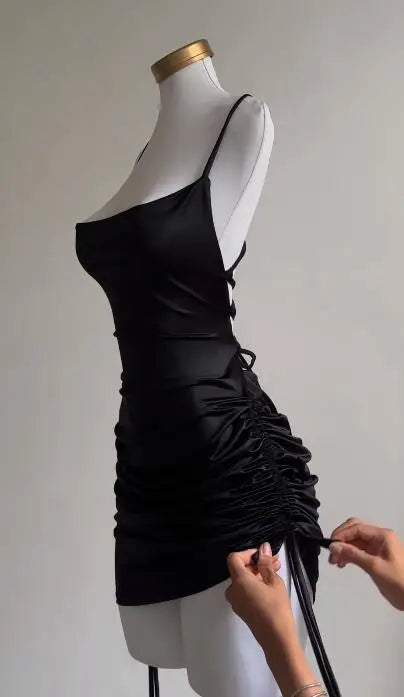 Women's 2024 Lace-Up Halter Dress - Sexy Spice Bag Hip Skirt, Cross-Border Summer Streetwear