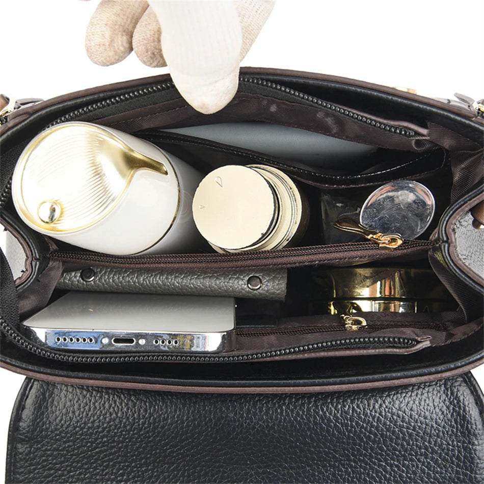 Genuine Leather Designer Shoulder Bag – Luxury Crossbody Tote for Women