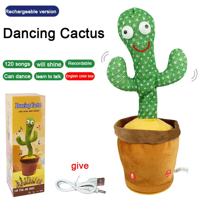 Cactus Dançante e Falante - Brinquedo Interativo que Canta, Repete Voz e Brilha