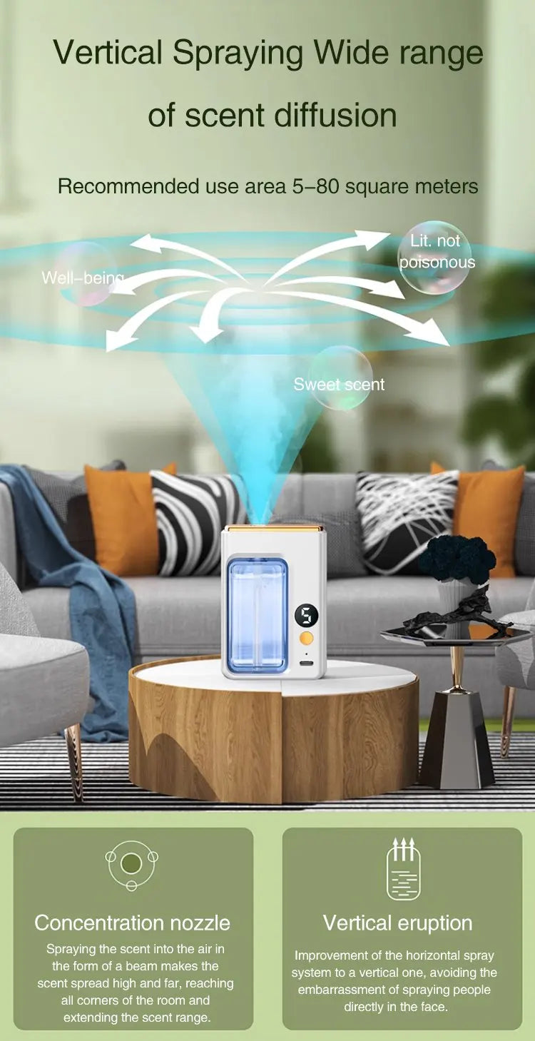 Difusor de Aromaterapia Automático – Névoa Fria com Visor Digital, 5 Modos, Umidificador de Óleo Essencial para Casa, Quarto e Banheiro"
