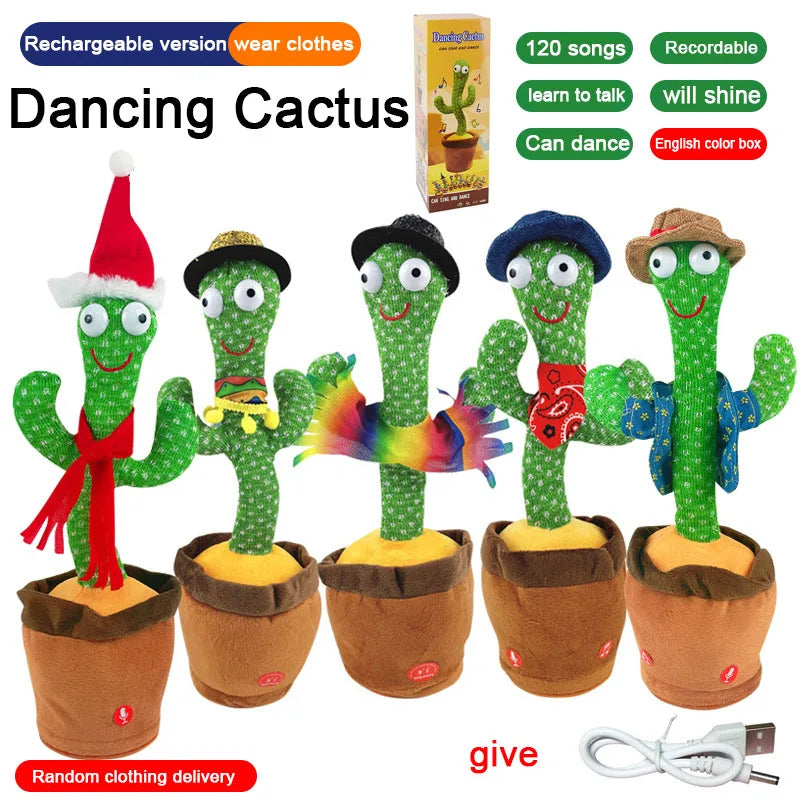 Cactus Dançante e Falante - Brinquedo Interativo que Canta, Repete Voz e Brilha