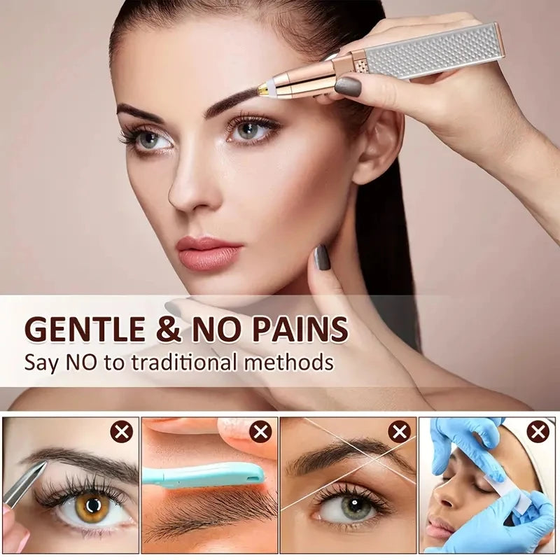. Navalha Recarregável 2 em 1 para Sobrancelhas + Depilação Facial com Luz LED – Rápida e Indolor