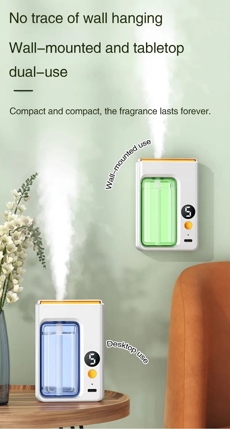 Difusor de Aromaterapia Automático – Névoa Fria com Visor Digital, 5 Modos, Umidificador de Óleo Essencial para Casa, Quarto e Banheiro"