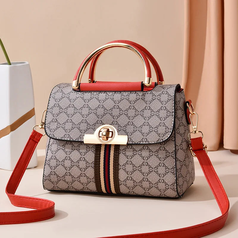 Fashionable Geometric Print Handbag – Elegant, Versatile Shoulder & Large Capacity Crossbody Bag
