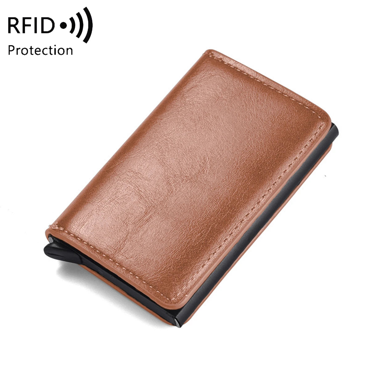 QL RFID Blocking Metal Wallet - Slim Anti-Theft Aluminum Card Holder for Men