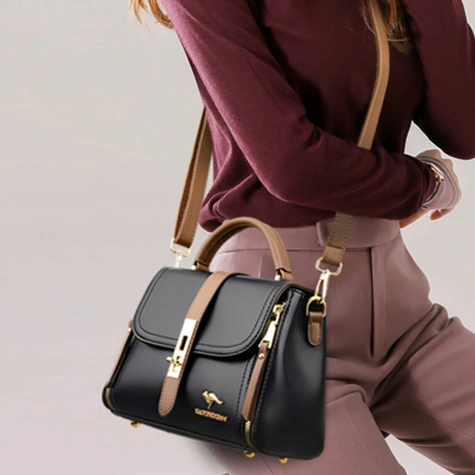 Genuine Leather Designer Shoulder Bag – Luxury Crossbody Tote for Women