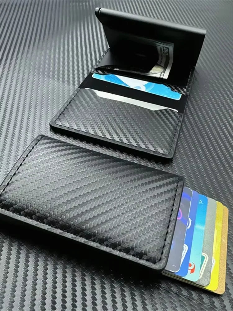 QL RFID Blocking Metal Wallet - Slim Anti-Theft Aluminum Card Holder for Men