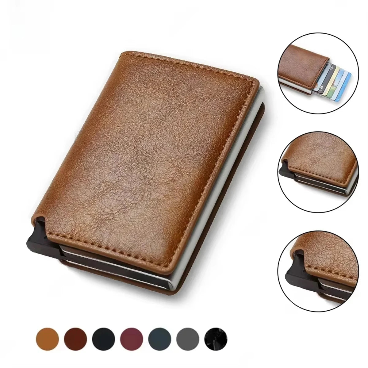 QL RFID Blocking Metal Wallet - Slim Anti-Theft Aluminum Card Holder for Men