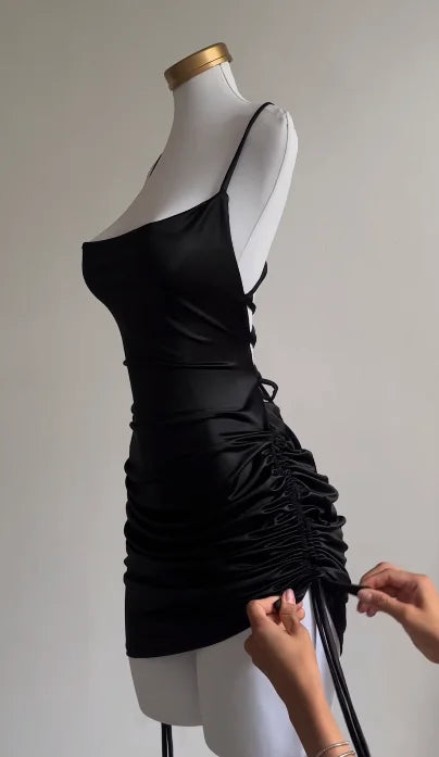Women's 2024 Lace-Up Halter Dress - Sexy Spice Bag Hip Skirt, Cross-Border Summer Streetwear