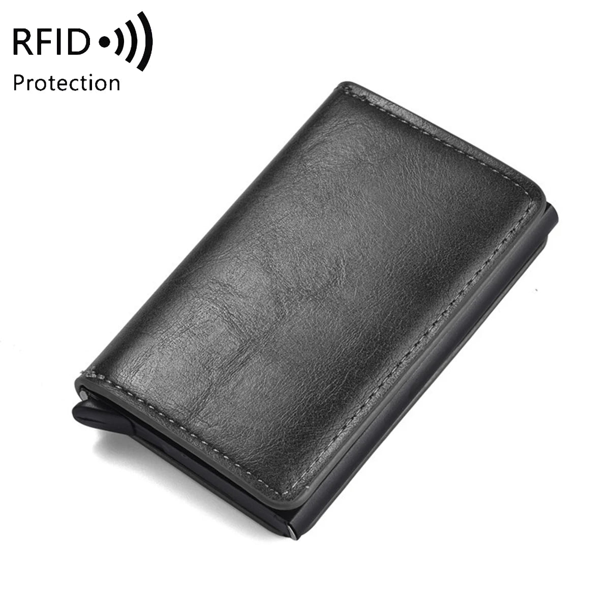 QL RFID Blocking Metal Wallet - Slim Anti-Theft Aluminum Card Holder for Men