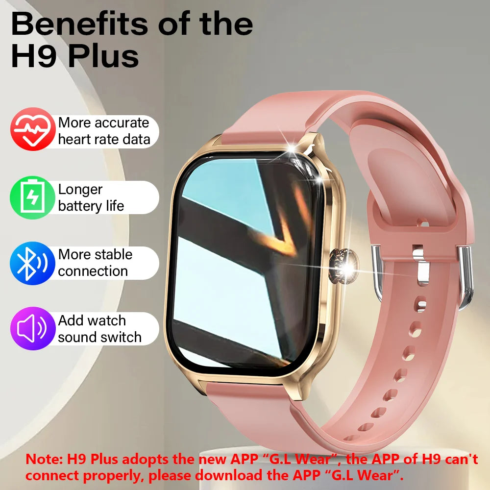 H9 Smart Watch – 2.01" HD Display, Bluetooth Calling, Message Preview, Sports Modes, DIY Dial & Weather for Men and Women