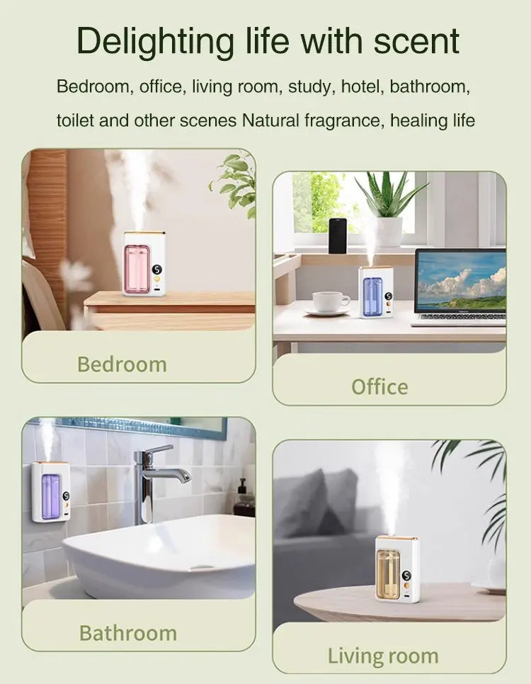 Difusor de Aromaterapia Automático – Névoa Fria com Visor Digital, 5 Modos, Umidificador de Óleo Essencial para Casa, Quarto e Banheiro"