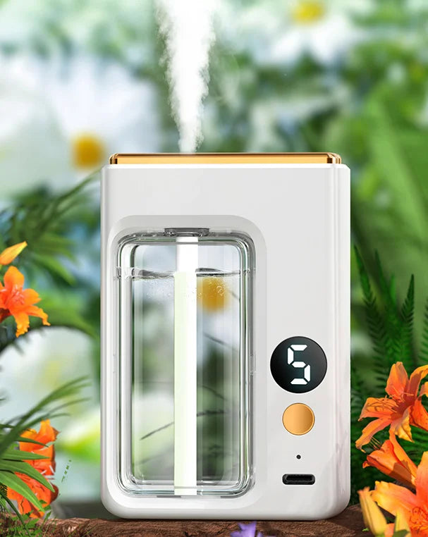 Difusor de Aromaterapia Automático – Névoa Fria com Visor Digital, 5 Modos, Umidificador de Óleo Essencial para Casa, Quarto e Banheiro"