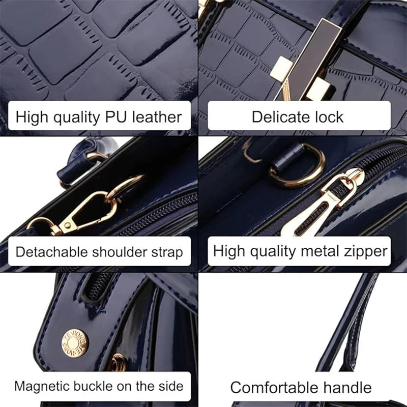 Luxury 2-Layer Crocodile Pattern Boston Tote – Designer Large Capacity Shoulder Handbag for Women
