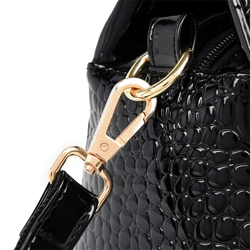 Luxury 2-Layer Crocodile Pattern Boston Tote – Designer Large Capacity Shoulder Handbag for Women