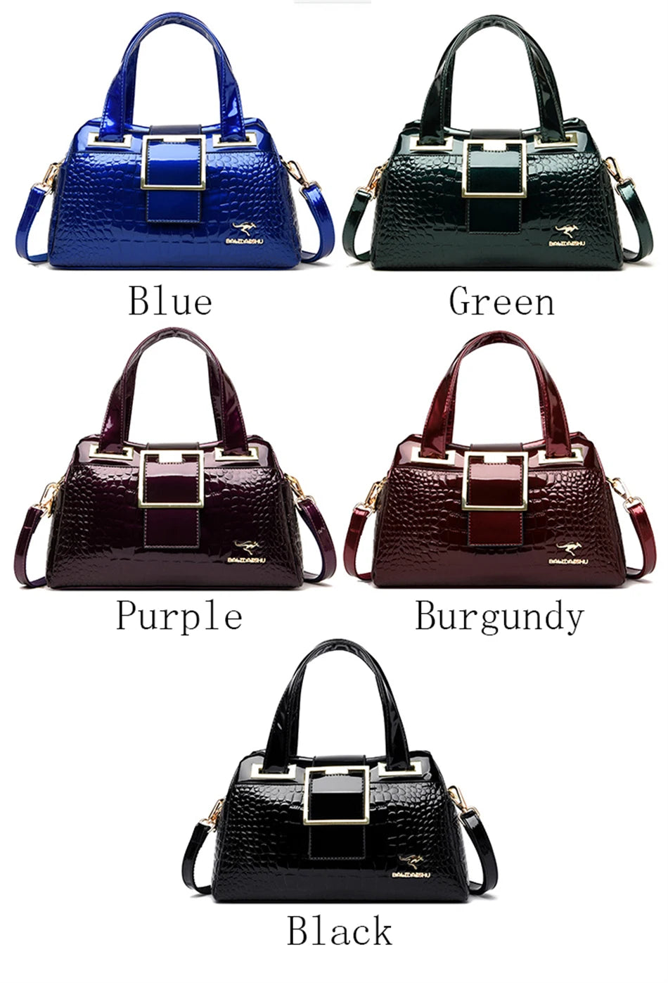 Luxury 2-Layer Crocodile Pattern Boston Tote – Designer Large Capacity Shoulder Handbag for Women