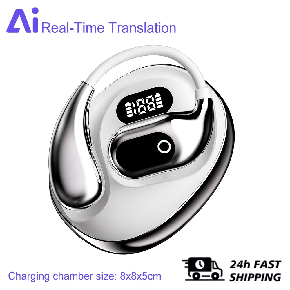 AI Two-Way Real-Time Translator Earbuds – Wireless Bluetooth 5.3 Smart Voice Headphones with 144 Languages & Accents for Travel, Business, and Global Communication