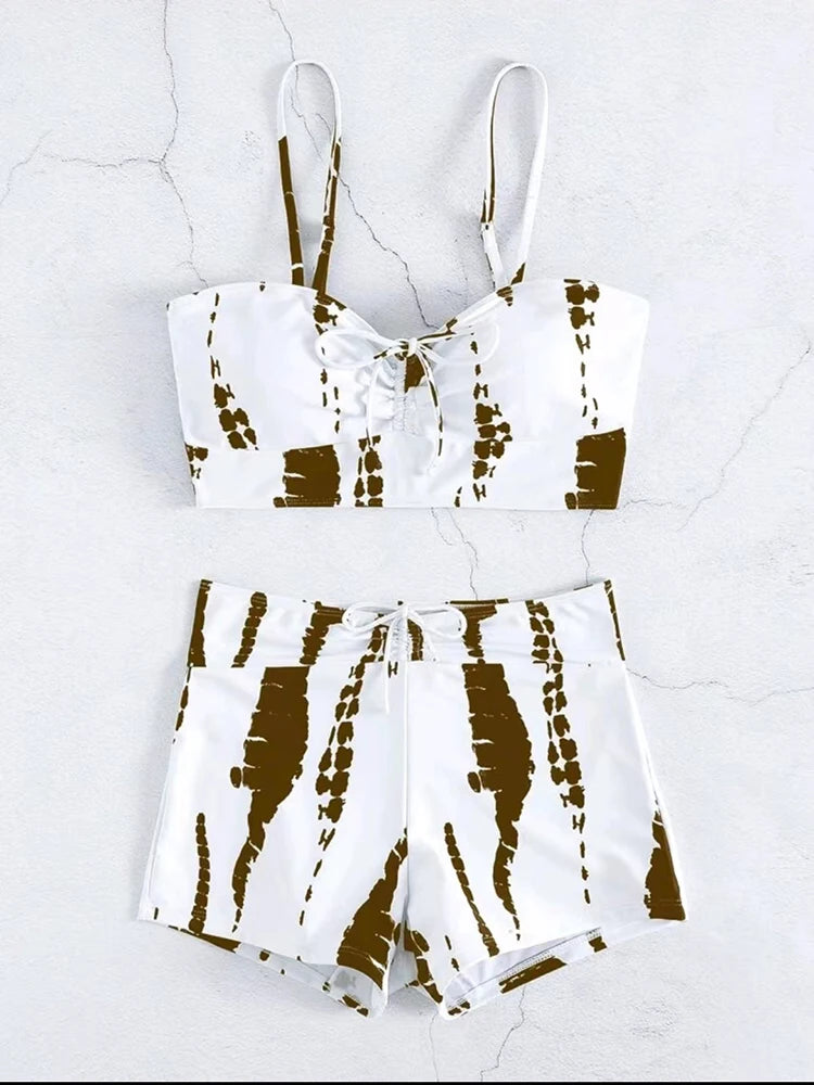 Women's 2025 Stylish Drawstring Swimsuit – High Waist Two-Piece