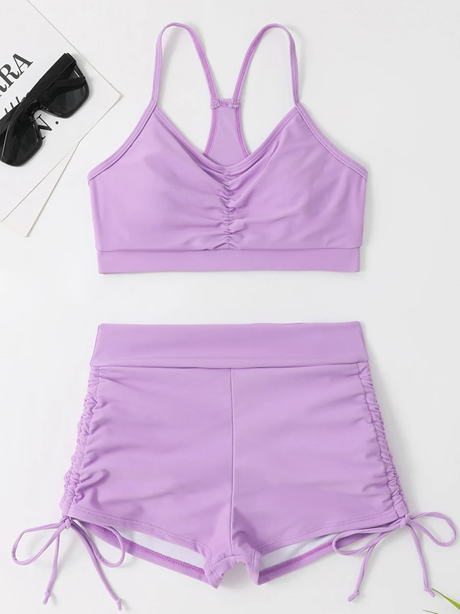 Women's 2025 Stylish Drawstring Swimsuit – High Waist Two-Piece
