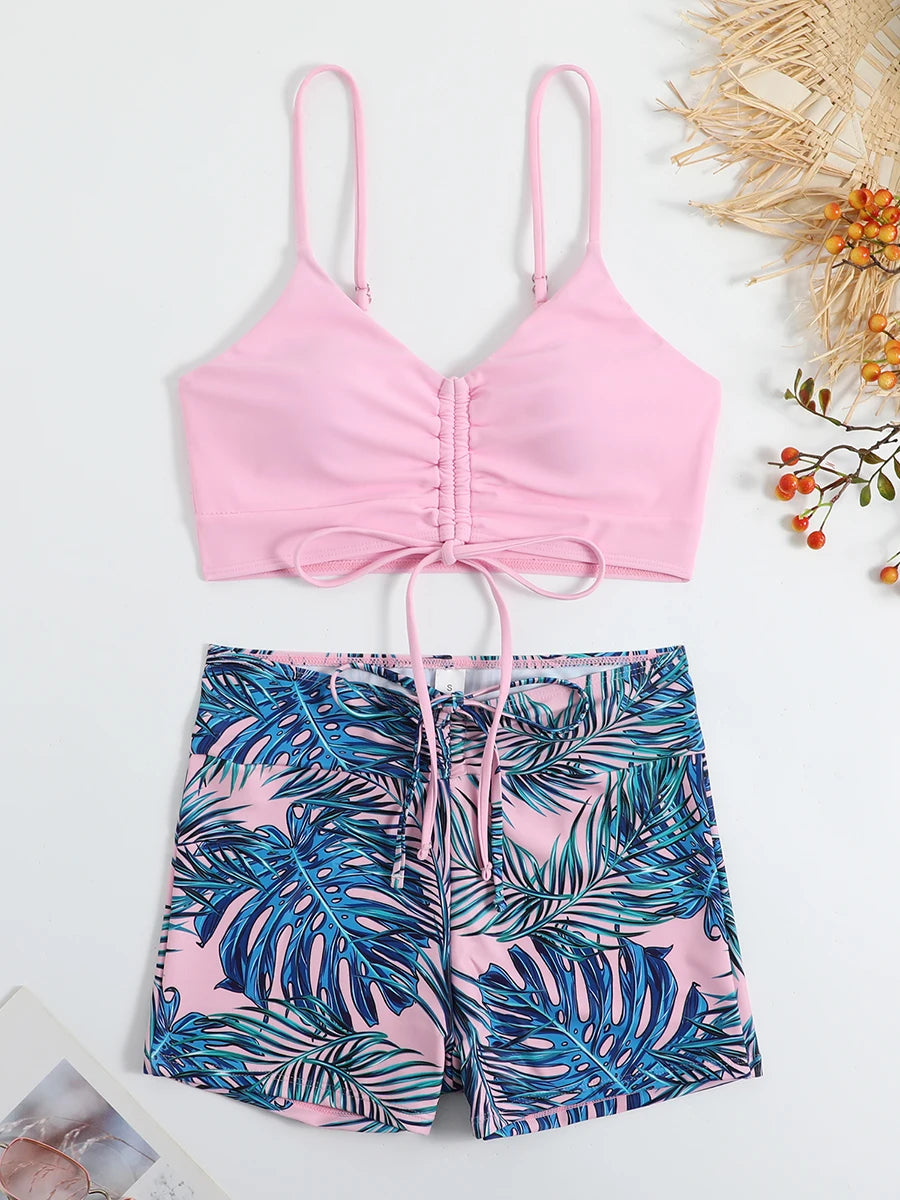 Women's 2025 Stylish Drawstring Swimsuit – High Waist Two-Piece