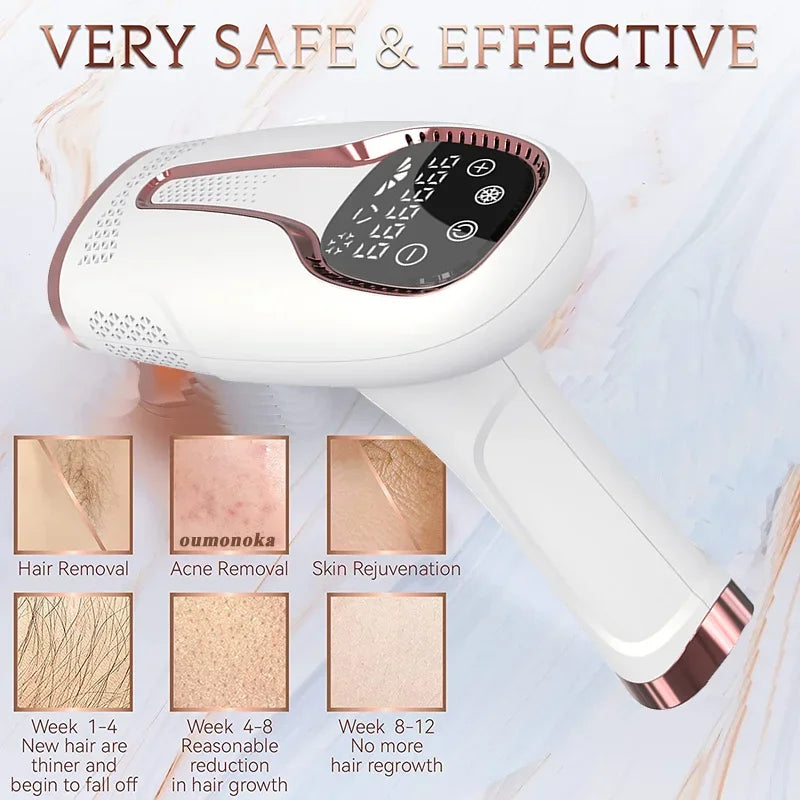"Aparelho de Depilação Profissional IPL/Laser para Uso Caseiro – Resultados Permanentes e Indolores para Mulheres e Homens"
