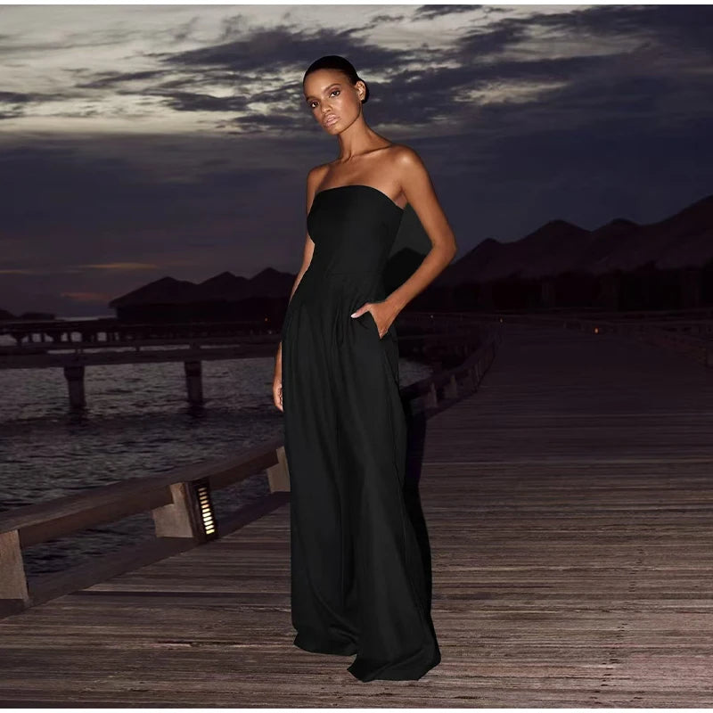 com Foco no Estilo e Praticidade:   💃 "Jumpsuit Feminino Off-Shoulder + Pernas Largas – Ideal para Looks Sensuais e Confortáveis
