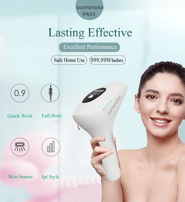 "Aparelho de Depilação Profissional IPL/Laser para Uso Caseiro – Resultados Permanentes e Indolores para Mulheres e Homens"