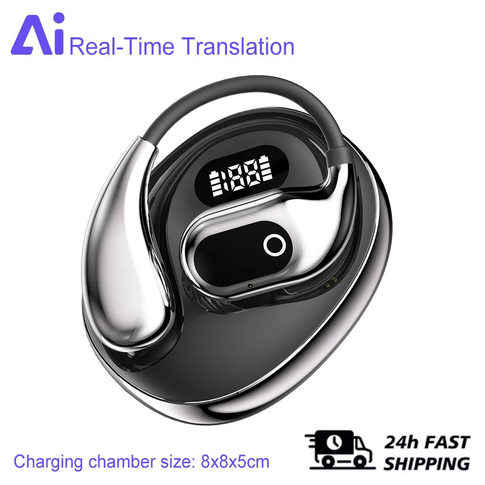 AI Two-Way Real-Time Translator Earbuds – Wireless Bluetooth 5.3 Smart Voice Headphones with 144 Languages & Accents for Travel, Business, and Global Communication