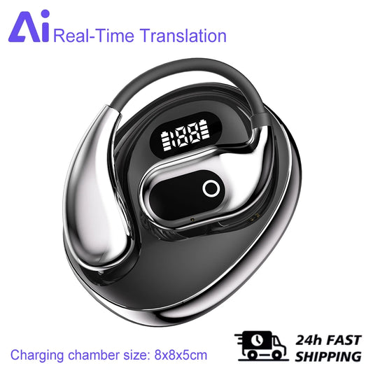 AI Two-Way Real-Time Translator Earbuds – Wireless Bluetooth 5.3 Smart Voice Headphones with 144 Languages & Accents for Travel, Business, and Global Communication