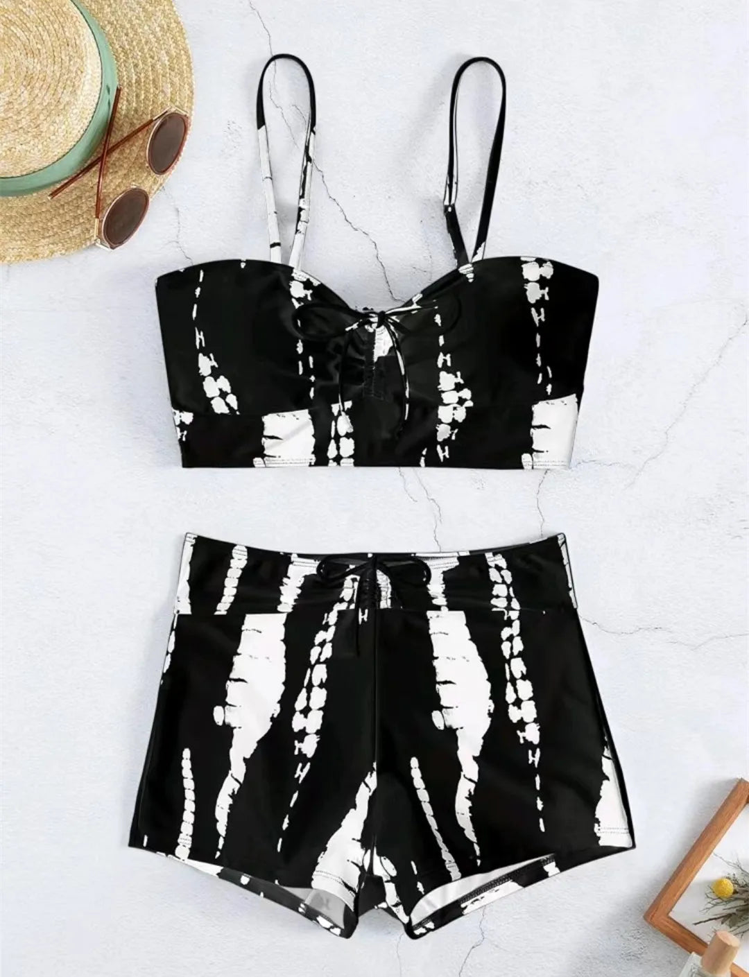 Women's 2025 Stylish Drawstring Swimsuit – High Waist Two-Piece