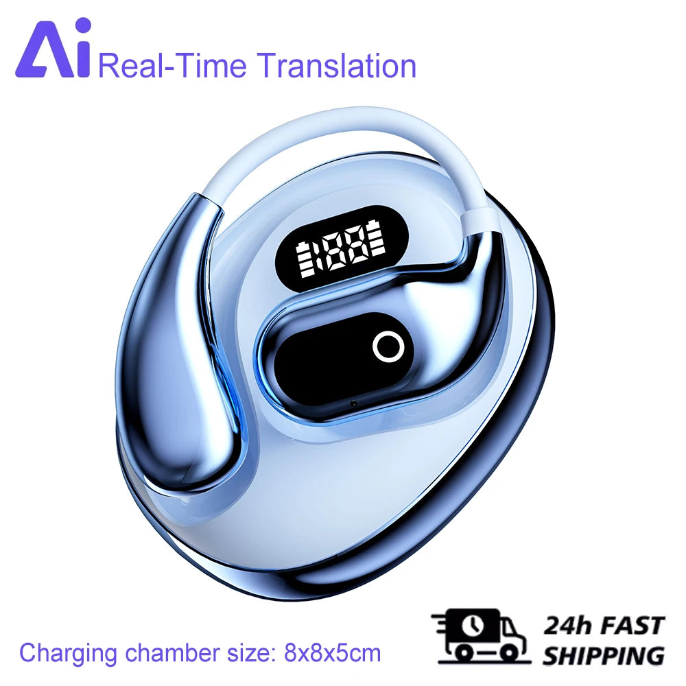 AI Two-Way Real-Time Translator Earbuds – Wireless Bluetooth 5.3 Smart Voice Headphones with 144 Languages & Accents for Travel, Business, and Global Communication