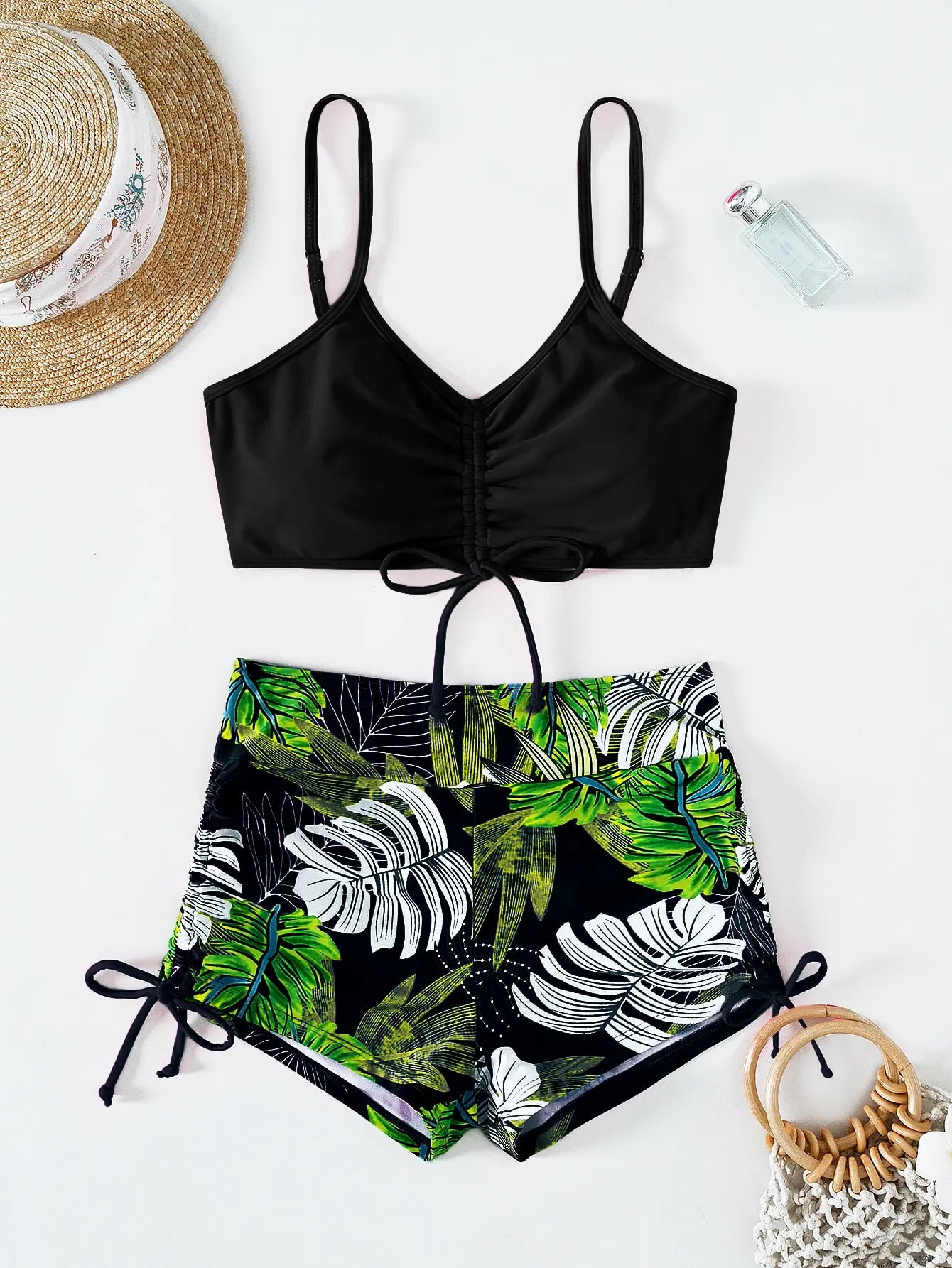 Women's 2025 Stylish Drawstring Swimsuit – High Waist Two-Piece
