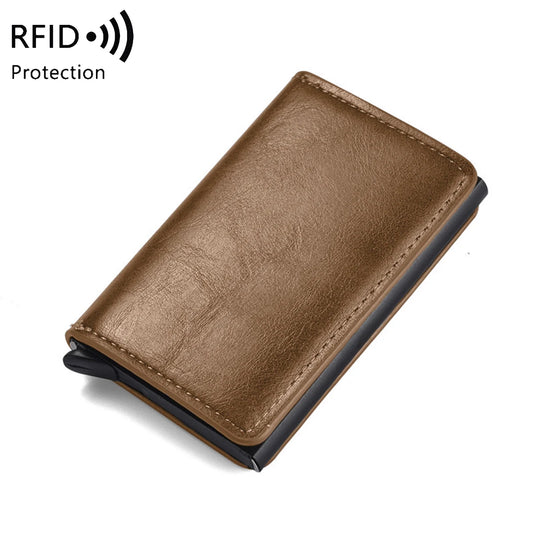 QL RFID Blocking Metal Wallet - Slim Anti-Theft Aluminum Card Holder for Men