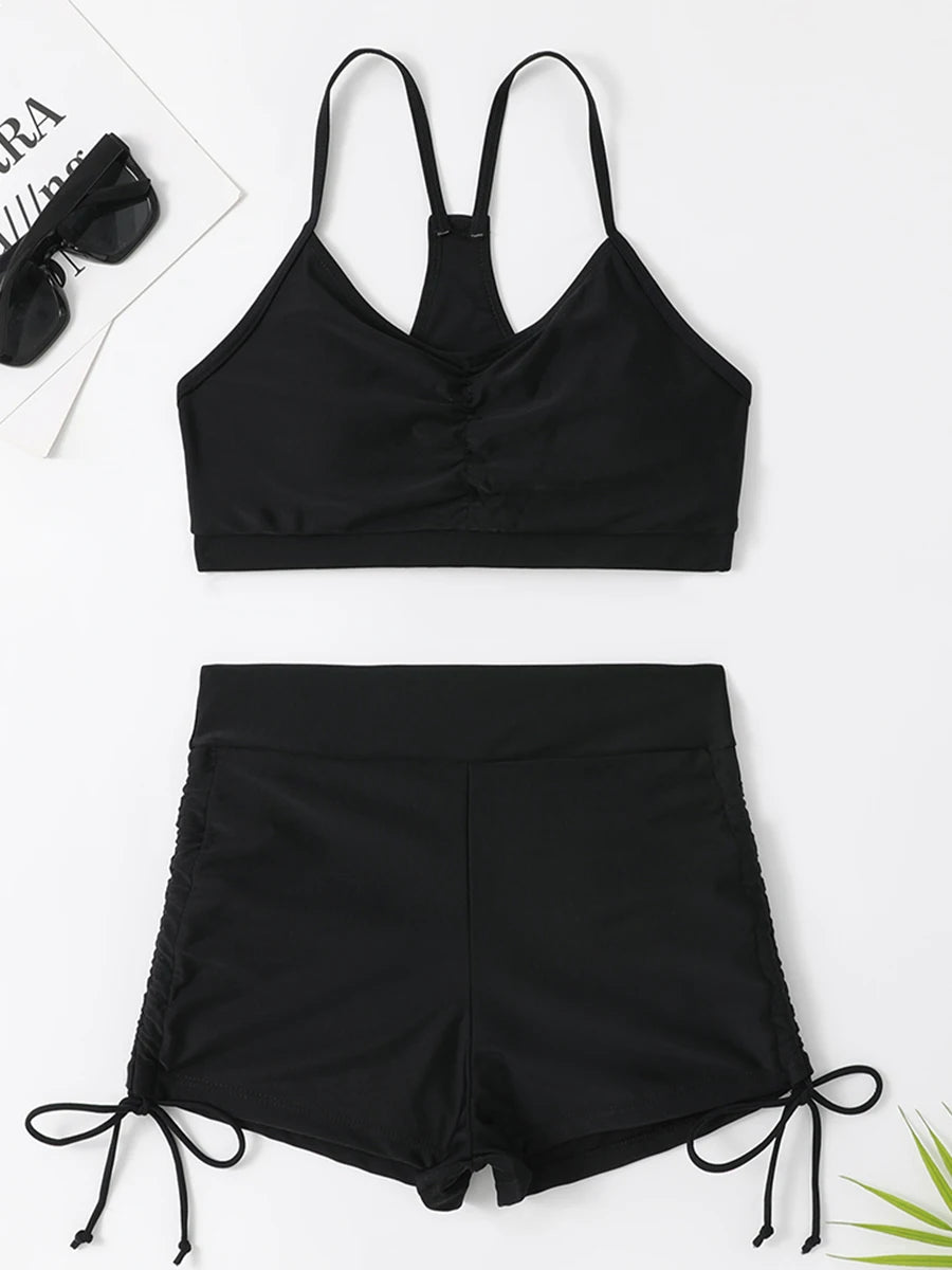 Women's 2025 Stylish Drawstring Swimsuit – High Waist Two-Piece