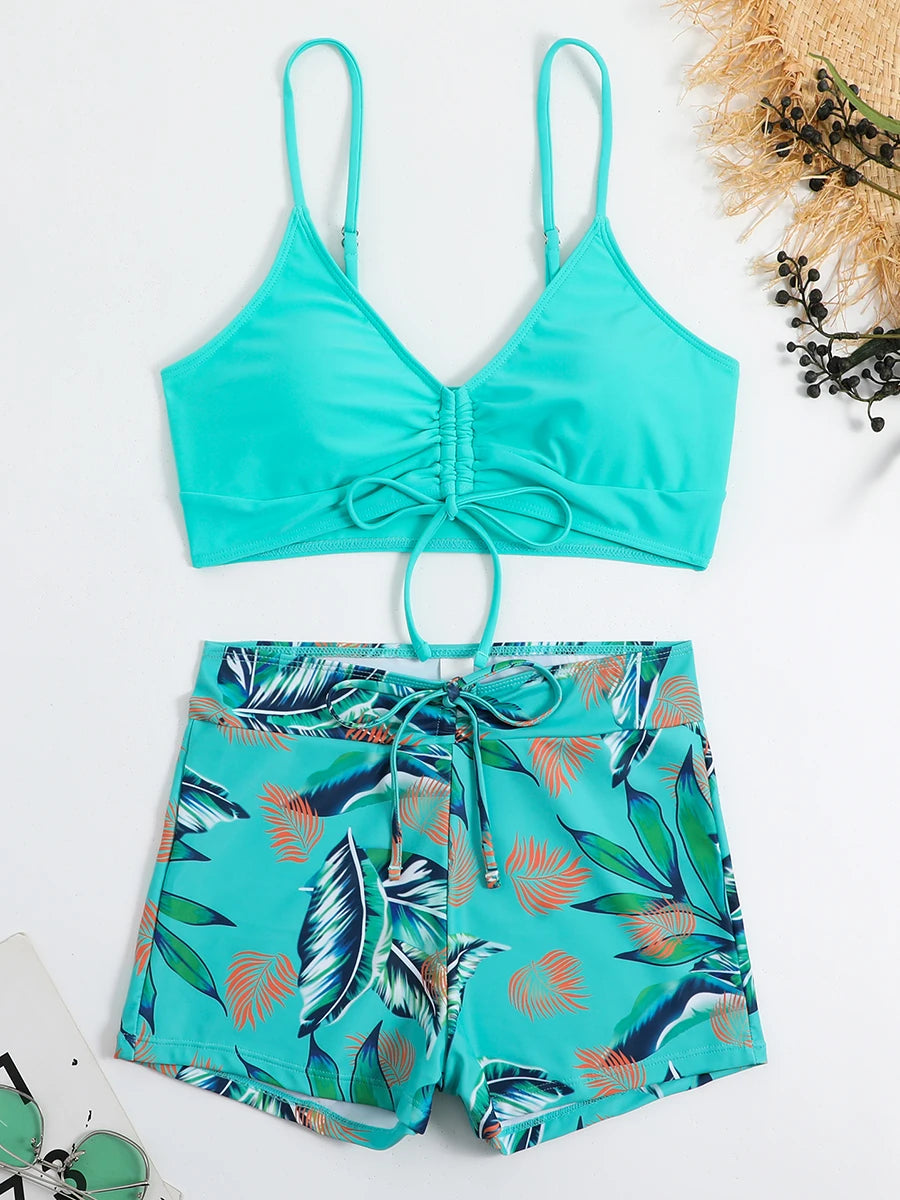 Women's 2025 Stylish Drawstring Swimsuit – High Waist Two-Piece