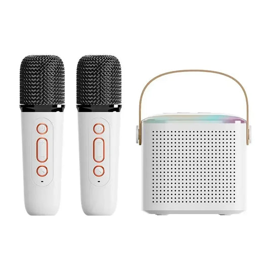 High Power Karaoke Bluetooth Speaker Portable 360 Stereo Surround Waterproof Wireless Subwoofer with Dual Microphone Boombox