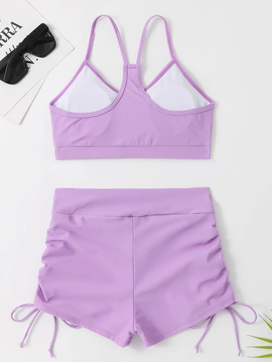 Women's 2025 Stylish Drawstring Swimsuit – High Waist Two-Piece