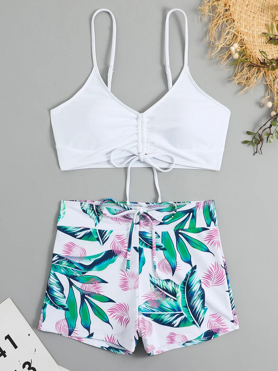 Women's 2025 Stylish Drawstring Swimsuit – High Waist Two-Piece