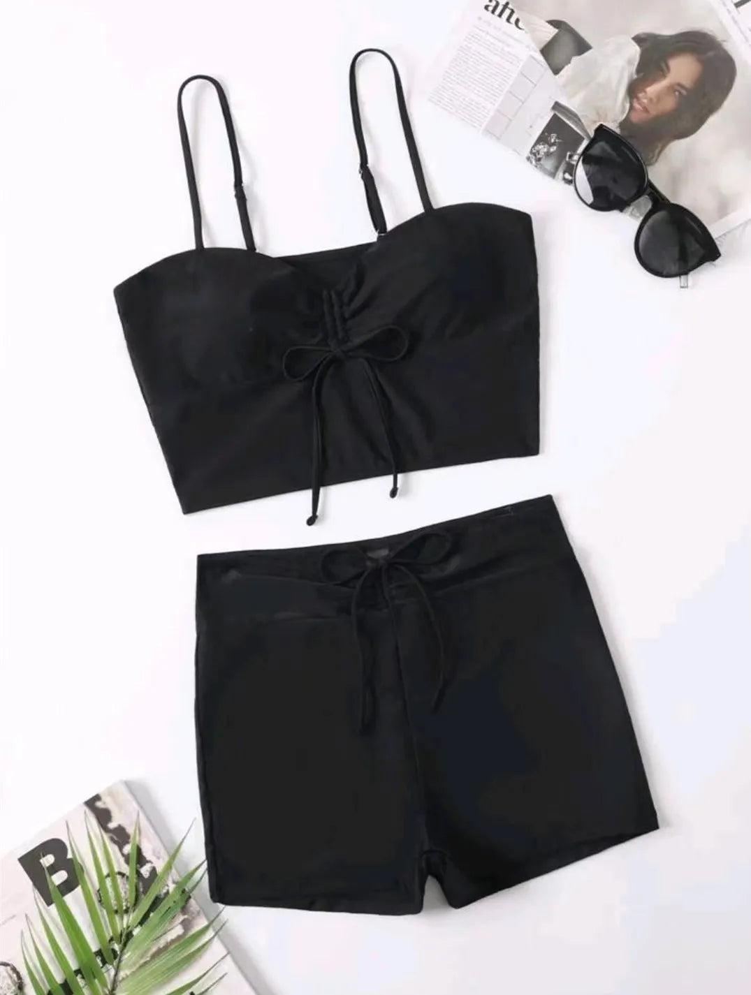 Women's 2025 Stylish Drawstring Swimsuit – High Waist Two-Piece
